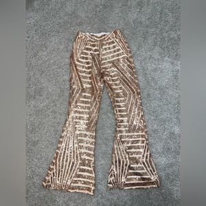 Sequin rose gold pants